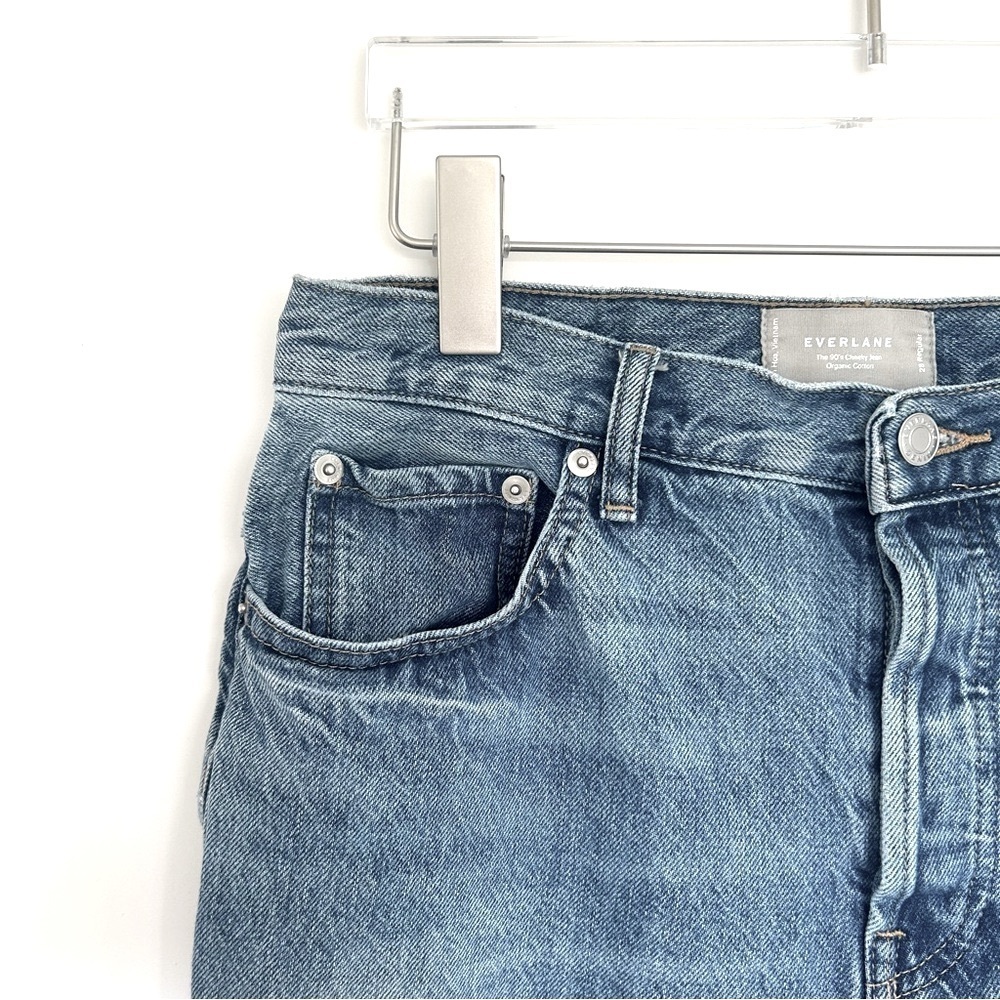 Everlane 90's Cheeky Denim Jeans High Waist Straight Leg Button Blue Size 28 Reg - Picture 5 of 16